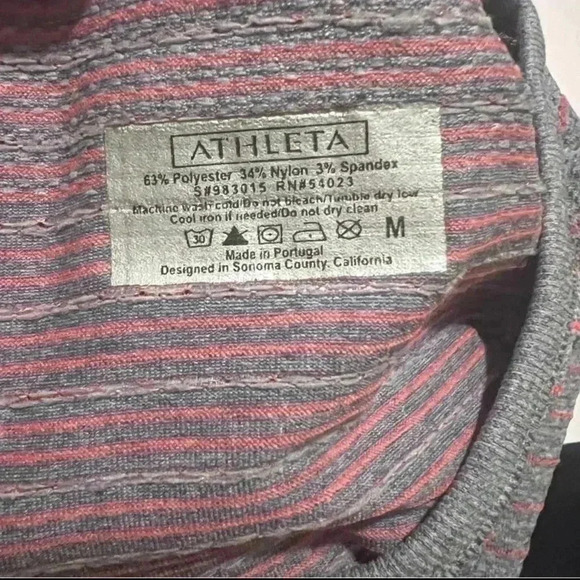 Athleta Fast Track Short Sleeve Stripe Workout active Size M - Picture 5 of 5